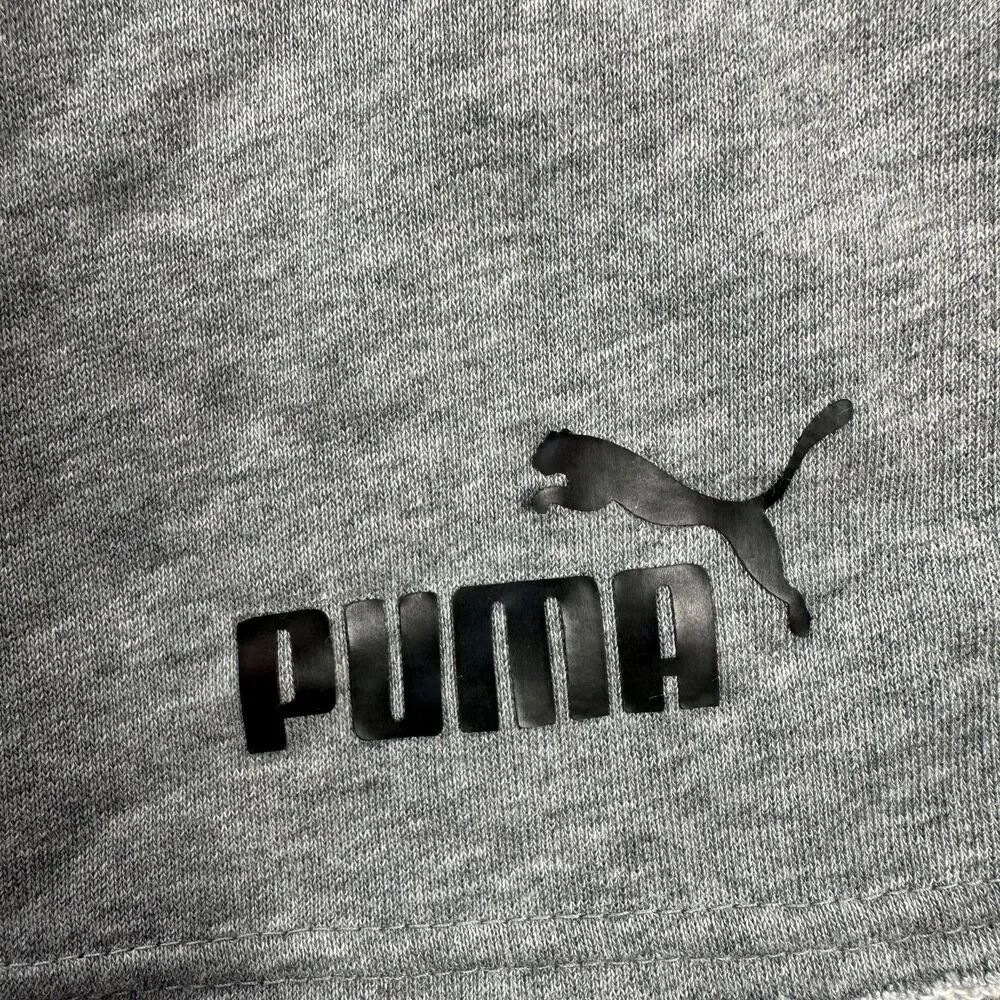 Puma Sweat Shorts Mens Medium Gray 12 Inseam French Terry Elastic Waist Athletic